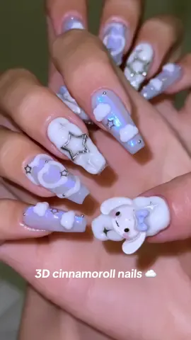 cinnamoroll 3D inflated nails ☁️  been seeing these puffy nails all over social media 👀 #cinnamorollnails #nails #inflated3dnails #nailtutorial #auroranails #koreannails 