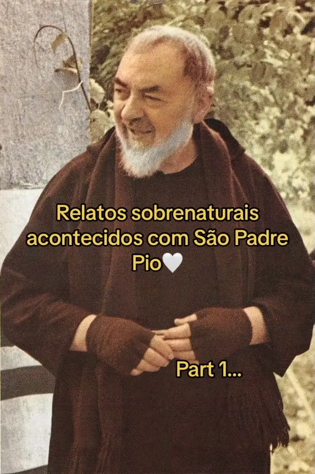 Numa tarde o padre Pio estava em um quarto, localizado na parte baixa do convento, destinado para casa de hóspedes. Ele estava só e descansando sobre o sofá, quando de repente, apareceu um homem envolto em uma capa preta. O padre Pio, surpreso, ergueu-se e perguntou para o homem quem ele era e o que ele queria. O estranho respondeu que era uma alma do Purgatório. 