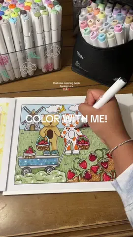first page in @Kiki & Kelli vol. 1 !!! 🍄🫶🏼🍓 i left the kitty’s shoes uncolored here oops !!! 😟 buttt i did go back and i colored them pink LOL :) #color #coloring #colorwithme #coloringbook #coloringpage #kikiandkelli #cutecoloring 