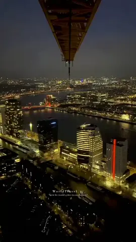 BEAUTIFUL VIEW OF ROTTERDAM CITY AT NIGHT #rotterdam #netherland #nightview #scenery #cityview #tiktoktravels #beutifull #belanda🇳🇱 #travelworld
