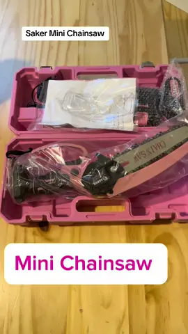 Springtime is here. Get this mini chainsaw to help you easily trim hedges or cut down tree branches. #saker #minichainsaw #cleanyard #landscapingideas #treetrimmimg #hedgecutting #powertools #girlpower 