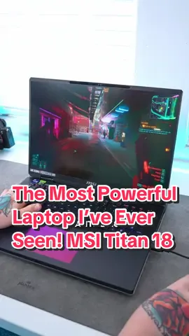 AD | This is the most powerful laptop you’ve ever seen! Check out the MSI Titan 18 HX powered by an RTX 4090 Laptop GPU! #techtok #gaminglaptop #rtxon #pcsetups #gamingsetups #techreview 