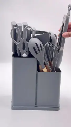 Kit Completo Jogo Utensílios de Cozinha Luxo 19 Peças com Tábua em Silicone Espátula, Faça e Tesoura.🔪✂️🥄