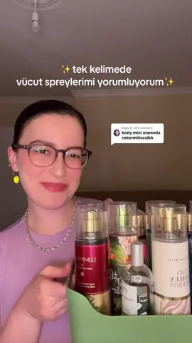 Replying to @elif iyi bayramlarrr 💓💓 bayram tatilimiz bitti videolara devam jdjdjdj parfümlerden sonra ✨tek kelimede vücut spreylerimi yorumluyorum✨ @Victoria’s Secret midnight bloom & twist of watermelon @Bath & Body Works - @bathandbodyworksturkiye iced sugar plum, at the beach, fairytale, düz ve simli in the stars, cozy vanilla bourbon, luminous @The Body Shop coconut *reklam  #vücutspreyi #victoriassecretmidnightbloom #bathandbodyworks #thebodyshop #parfümyorumları #parfümönerisi #parfümtiktok #fyp #keşfet 