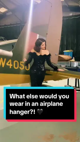 What else would you wear in an airplane hanger?! 🖤 Behind the scenes shooting with @Tigz Rice | Boudoir Posing, I can’t wait to see the final edits! Gown: @babeyond  HMUA: Kate Named Sue Styling  #pinup #pinupgirl #pinupmodel #hollywoodglamour #hollywoodglam #sequingown #babeyond #babeyondofficial #tigzricephotography #vintagereproduction 