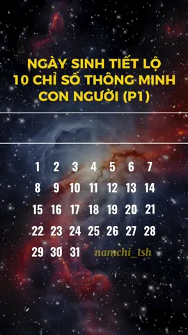 Ngày sinh tiết lộ 10 chỉ số thông minh con người 💕 cùng xem có bạn trong đây ko nhé 🥰  #namchi_tsh #numerology #thansohoc #ungdungthansohoc #LearnOnTikTok #lifecoach #fyp 