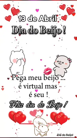 13 de Abril - Dia do Beijo!💋😘 Pega meu beijo... é virtual mas é seu !😘 Feliz dia do Beijo !💋😘 #13deabril #diadobeijo #beijos #beijo #kissme #amor #kiss #carinho #beijar 