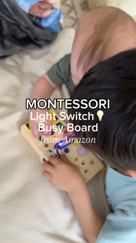 My four-year-old loves his iPad and video games but he loved playing with this light switch Montessori busy board so much that he said his little brother could play with his iPad so that he could play with us instead👏🏻😂  It has 8 different switches and a bunch of different LED lights. So fun and hands on! 🥰 YOU CAN FIND IT ON MY AMAZON STOREFRONT 💡✨💙 #amazonfinds #kidsactivities #momsofinstagram #busyboard #boymom #amazontoys 