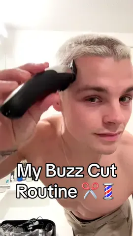 My typical weeklt self-buzz cut routine ✂️ #buzzcut #hairtok #selfhaircut 