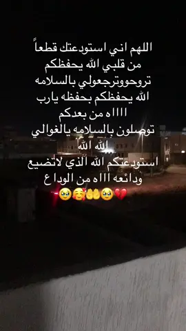 اللهم احفظهم بحفظك استودعتكم الله حبايبي يرعاكم الله وتوصلون بالسلامه يارب 🥰♥️💞🤲🌹