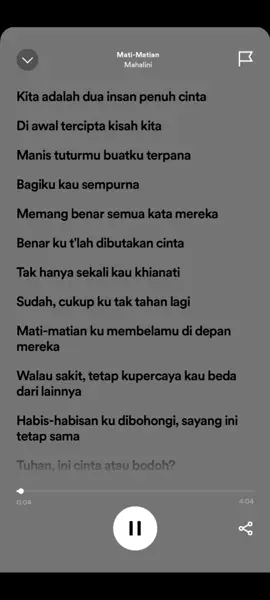 Mati Matian - Mahalini #matimatian #mahalini #lirikspotify #liriklagu #lagugalau #laguviral #foryou #fyp #fypシ 