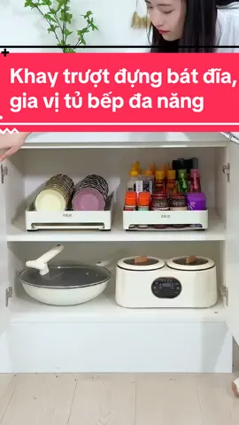 Tiện dụng, thẩm mỹ và rất sạch sẽ khi sử dụng khay trượt đựng bát đĩa, gia vị tủ bếp #keupchendia #kenhabep #kededodanang #khaydungbatdiacoraytruot 