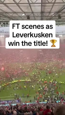 Bayer Leverkusen fans INVADE the pitch at full time, as they are confirmed Bundesliga champions! ⚽️🏆 #bayerleverkusen #leverkusen #wirtz #alonso #xabialonso #bundesliga #football #fyp 