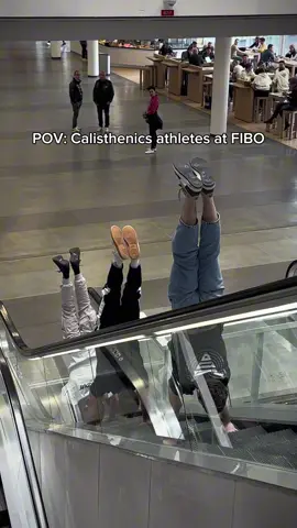 POV: Calisthenics athletes at FIBO #calisthenics #fibo2024 #fibo #fitcheck #reactionvideo #handstand #publicreaction #streetworkout 