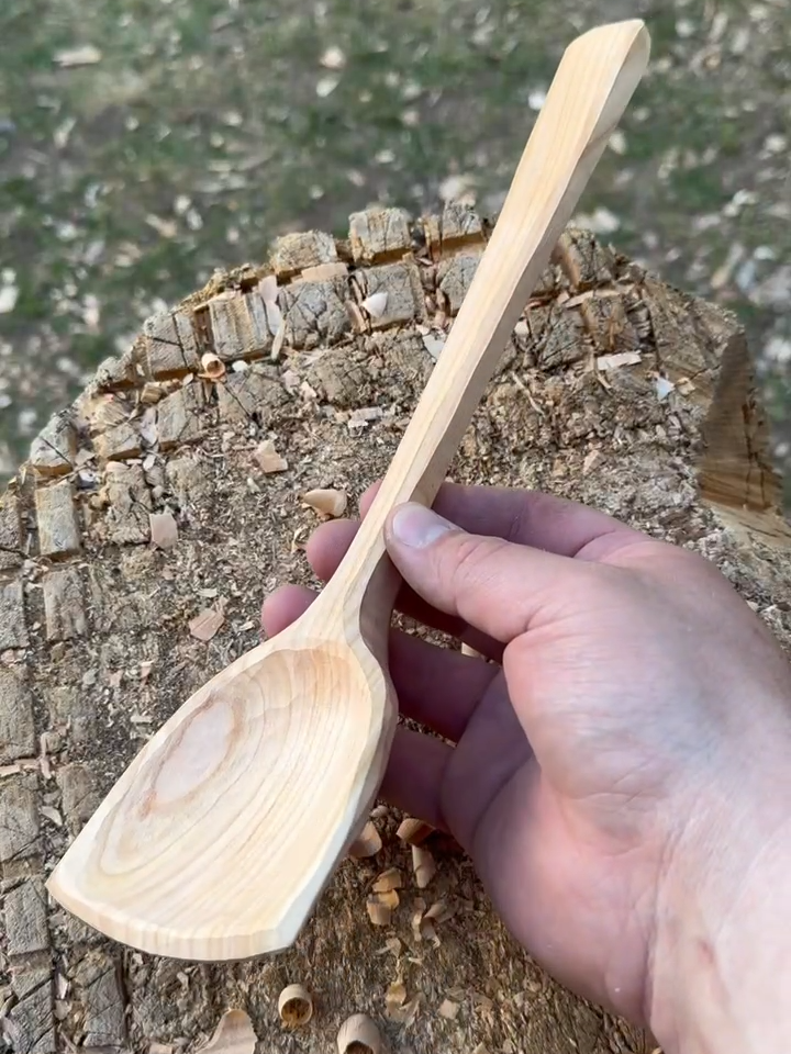 Wood you believe me if I said the cut is from something totally unrelated? #fyp #spooncarving #bushcraft