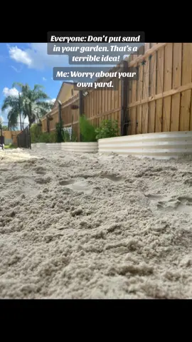 Added sand to my urban garden and I couldn’t be happier with the results. I created my own backyard paradise. It might not be for everyone, but it brings me peace, and that’s all that matters. #garden #backyardideas #ideasforsmallbackyard #urbangarden #vegetablegarden #zen #grounding #floridagarden #beachsand 