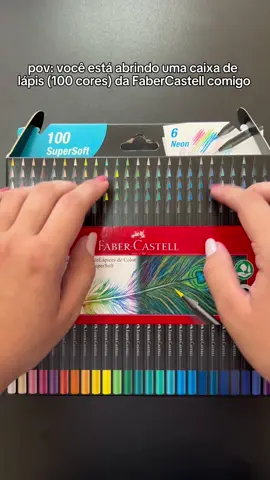 Caixa de lápis 100 cores da FaberCastell, é de se apaixonar! 🥰✨🖍️🌈  #papelaria #materialescolar #fabercastell #trend #asmr