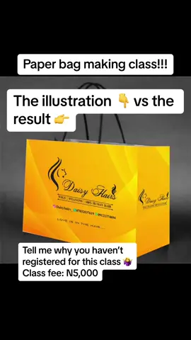 We can also make yours for you in case you don’t want to register for the class. Send us a dm on WhatsApp. #meritstarrbrand #สโลว์สมูท #paperbag #branding #printing #packaging #SmallBusiness #businesstok #entrepreneur 