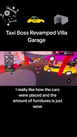 Taxi Boss Villa Garage Revamp #fyp #vid #viral #trending #cars #roblox #taxiboss #garage #supercars #hypercars #coolcars 