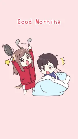 起きてーっ💥💥🍳 #ジャージカップル  #ジャージちゃん  #ジャージ君  #animation  #anime 