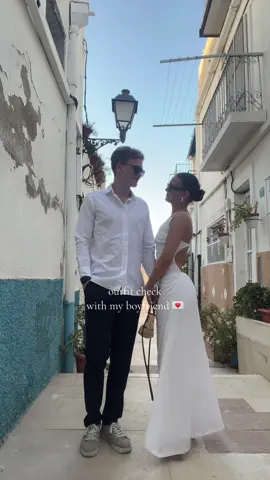 fit check in Alicante (wish I still was there)🤍💋🫶🏽 #alicante #vacation #OOTD #couple #matching #fitcheck #forcedmyboyfriendtomakethis 