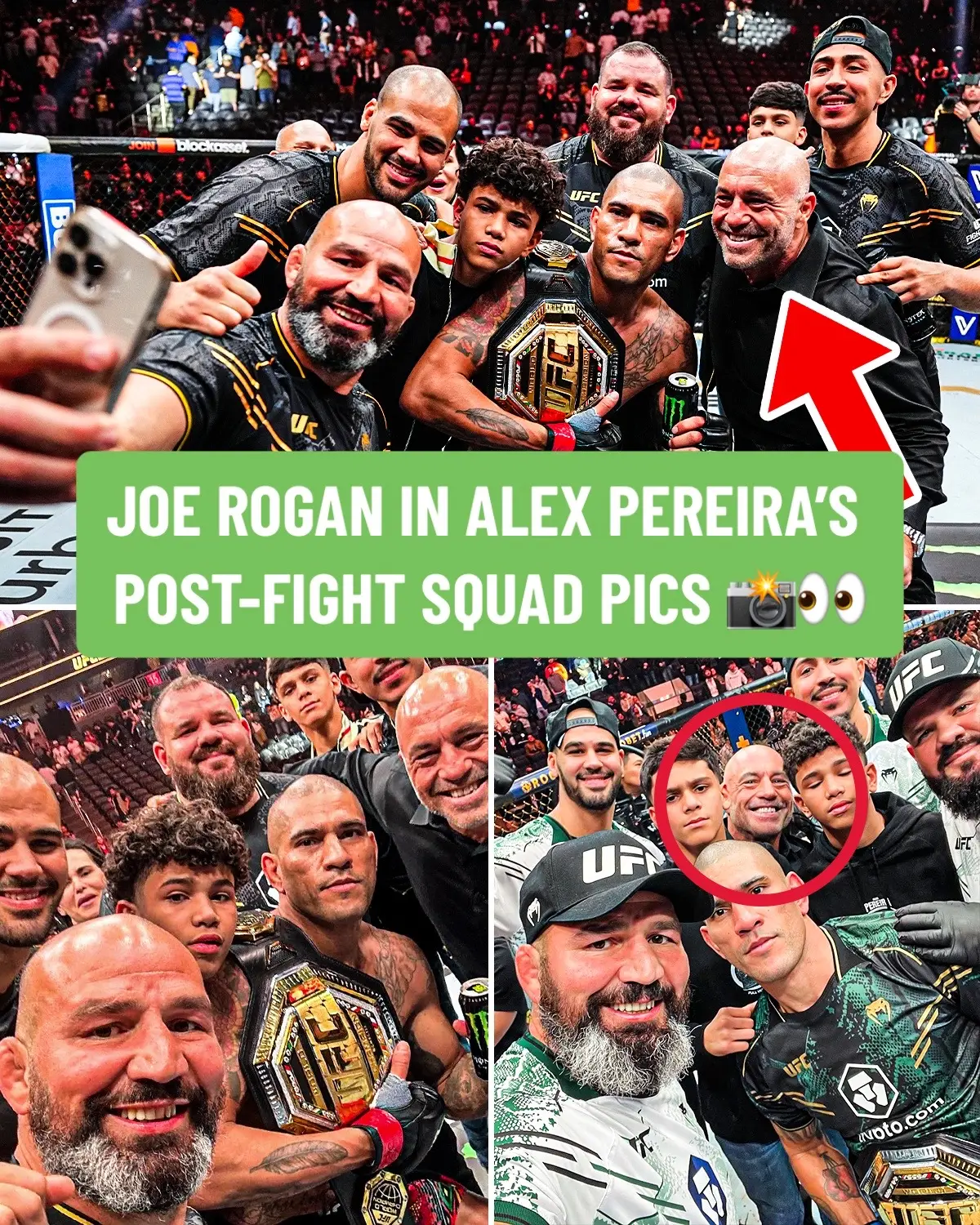 #JoeRogan has been in nearly all of #AlexPereira’s post-fight squad pics 🤳📸 #UFC300 #UFC #MMA #combatsports #selfie (via gloverteixeira/IG, pliniocruzmma/IG) 