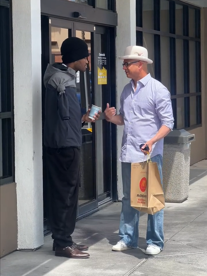 Homeless man blesses man fighting cancer