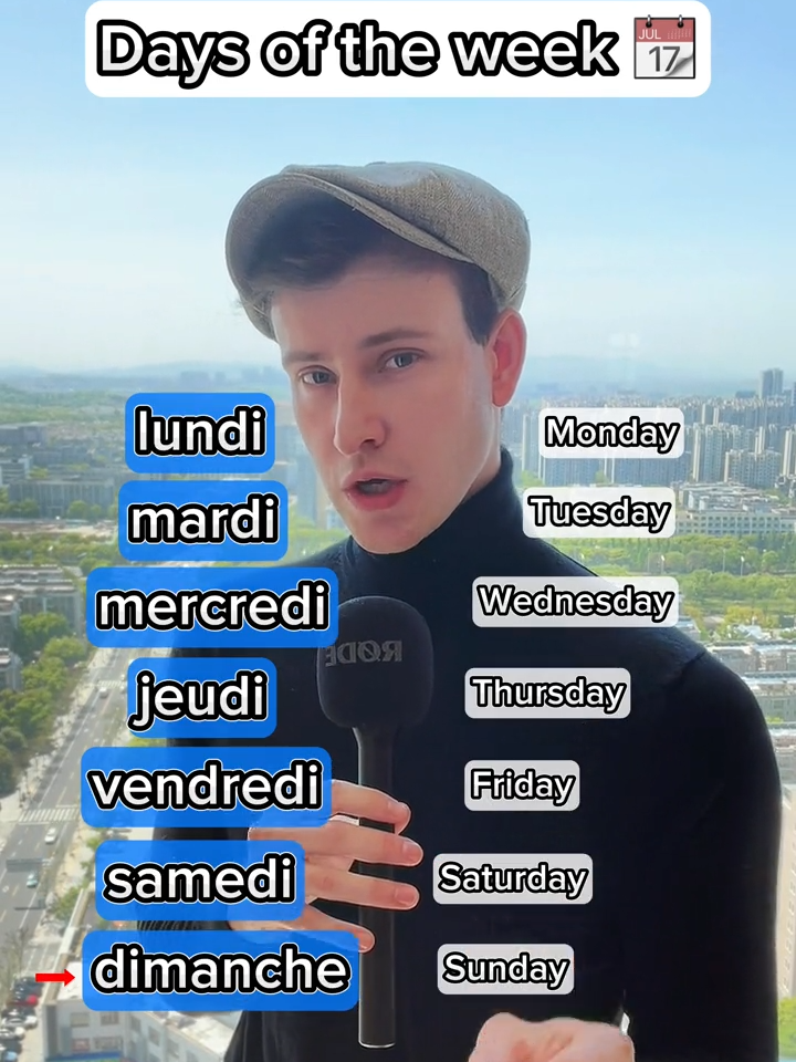 Days of the week in French, after this you're never going to forget them again! 😎🇫🇷📆 #french #fashion #china #chaseinfrench #pronunciation #travel