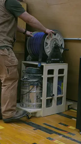 New and improved shop vac cart design! Just a sheet of plywood, a bunch of @Titebond Products glue, and some casters. Shop vac on one side, dust separator on the other, and massive hose reel on top. Fits my shop much better than the old one and it looks sexier too, and we all know that’s really the priority. #woodworking #shopvac #shopvaccart #storage #shopstorage