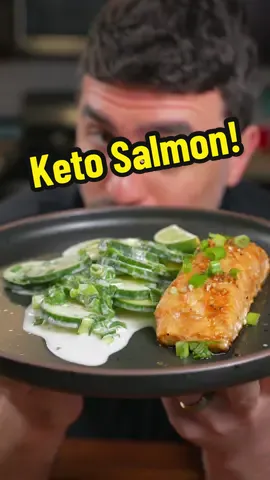 Keto Salmon With Creamy Cucumber Salad! #ketorecipes #salmonrecipe #easyketorecipes 