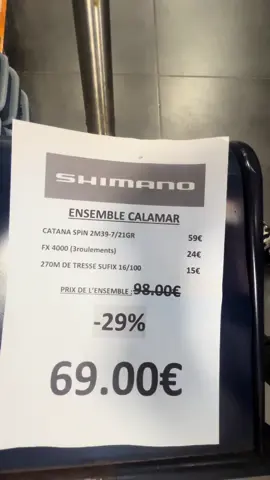 ENSEMBLE CALAMAR CATANA SPIN 2M39-7/21GR FX 4000 (3roulements) 270M DE TRESSE SUFIX 16/100 69€ #magasindepeche #fishingshop #magasindepêche #peche 