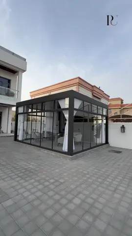 Modern Glass Room ⭐️ 6 x 5 m 📏 For More Details 📩 0508687086 ☎️ #تنسيق #تنسيق_حدائق #قبل_وبعد #ديكورات_منزليه #حدائق_منزلية #landscaping #rennovation #glasseoom #pergola #interiordesign #homedecor 