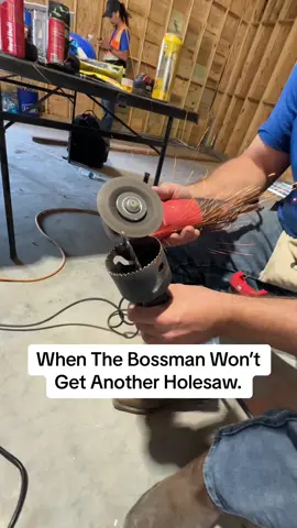 Sometimes You Just Have To Make It Work.🤷‍♂️Follow @JacobThePlug 🔌 #fyp #foryoupage #bossman #toolhack #holesaw #electriciansoftiktok #bluecollar #constructionlife #bluecollarboys #electrician #hack #tips #tricks #beingcheap #cheap #fypviral #foryou #CapCut 