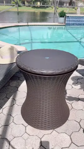 Side table with cooler for outdoor summer vibes.#summermusthaves #amazonsummermusthaves #hauseaccessories #summervibes 