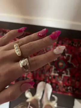 #fyp #nails #pink #ribbon #bow #pearl #jewelry 