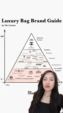 Luxury Bag Brand Guide “Hierarchy Ranking”. Do you agree with the first post or the second? I’ve always found it interesting how American brands are considered “contemporary” when comapred to European fashion houses even though many of these American designers were the creative directors of these bigger brands.  Ex. Tom Ford at Gucci, Marc Jacobs at Louis Vuitton, Raf Simons at Dior, Alexander Wang at Balenciaga #handbagtiktok #designershoes #luxuryshopping #JewelryCollection #greenscreen 