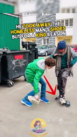 Boy Took Homeless Man’s Shoes and Did This 😮  #kindness #kindnessmatters #compassion #wholesome #helpingothers #heartwarmingmoments #homeless 