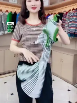 Summer women's cotton striped T-shirt withshort sleeves and round neck