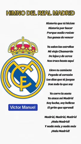 HIMNO DEL REAL MADRID 🫶 #halamadrid #himnorealmadrid #merengue #Realmadrid @Real Madrid C.F. 