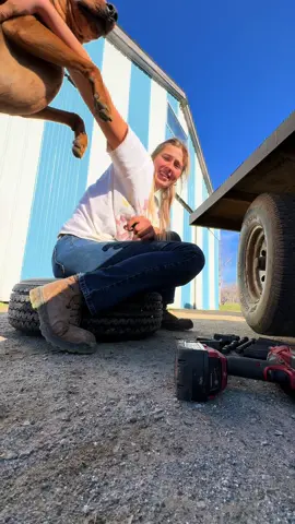 Flat wagon tire change #fyp #maine #traceylawrence #tirechange #farmersdaughter #silage #farm 