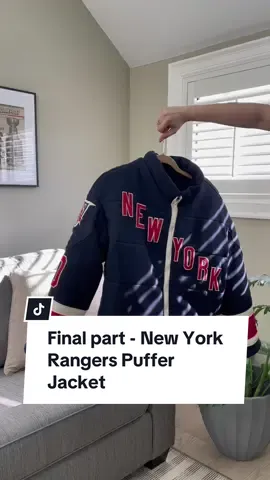 Actually made a @New York Rangers puffer jacket with zero sewing experience (and just in time for the @NHL Stanley Cup Playoffs)  #nyrangers #sewing #StanleyCup #hobby #playoffjacket #wagjacket
