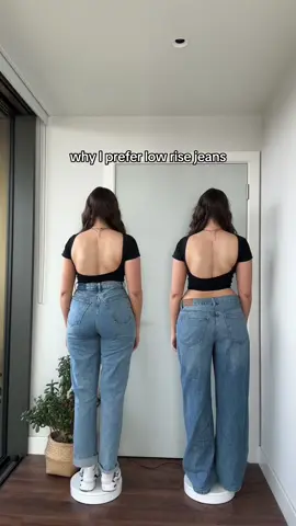 which style do you prefer?👖💕 it’s all about personal preference! i love low rise jeans because they make my waist stand out more, and make my top half look taller✨  top from @MOTEL  high rise jeans from @abercrombie  low rise jeans from @madewell  #lowrise #lowwaisted #highrise #highwaisted #jeans 