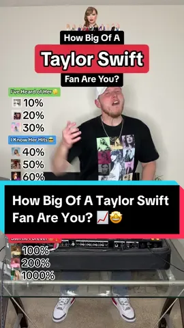 How big of a Taylor Swift fan are you? Let me know if you can get 1000% on this Swiftie song challenge! 📈✨