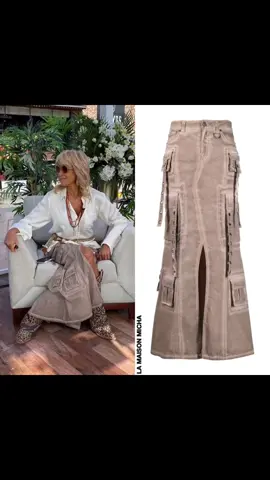 @Adela Micha | “Me lo dijo Adela” 🇲🇽 | Abril 22, 2024 ¡Ay Adela! ¡Ay Adela!, desde donde estes siempre luces radiante, te pasas. Y hoy los voy a mostrar esta hermosa falda que usó el día de hoy desde Aguascalientes, esta falda estilo cargo es de mezclilla en color marrón con bolsillos de parche y adornos de ojales en el detalle de cinta. Esta preciosa falda es marca Blumarine.  La combina con una camisa blanca satinada, y unas preciosas botas vaqueras con tacón de 2 pulgadas, de piel y funda de piel con estampado animal print, estas botas son de la marca estadounidense R13.  Gafas Half Moon color beige marca Loewe.  Cuéntame, ¿te gusta como luce? A mi me fascinó este look. #AdelaMicha #outfits #style #fashion #fashiongram #LaSaga #TikTokFashion  #SagaLive #tiktoklike #moda #cacledehoy #outfitoftheday #cacleadela #tiktokstyle #tiktokshoes  #tiktokoutfit #tiktokoutfits  #tiktoklook #fashionadela #sagaday #antifrasedelamicha #lamodaxadela #MeLoDijoAdela #SoloConAdela #Blumarine #R13 #aguascalientes #feriadesanmarcos #loewe #r13shoes 