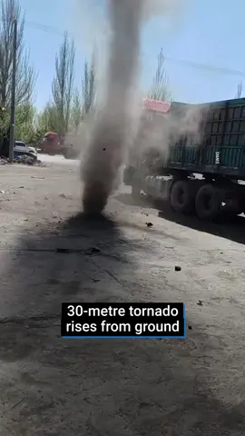 A 100ft tornado rose from the ground outside a supermarket in China. Someone managed to film the rare weather phenomenon, catching the moment a tornado rises from the ground. The giant whirlwind lasted just a few minutes. #fy #fyp #tornados #whirlwind #china #weather #wind #tornadochasers #extremeweatherevents #extreme #viralvideo #caughtoncamera #dust