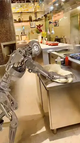 Robot and Dough 3🤒️ Increased hatred➕😂 #robot #Kneading #funny