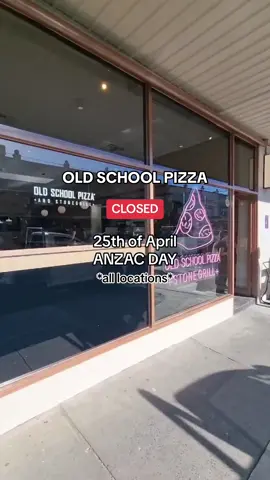 Old School Pizza is closed on Anzac Day, all locations!  #halal #melbournerestaurant #foryoupage #melbournefood #fyp #melbourne 