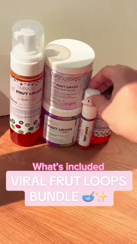 The VIRAL Frut Loops is now in a whole bundle of 5pcs! 😍🥣 #tiktokmademebuyit #aminnahskincare #skincare #mothersday #mothersdaygiftideas #mothersdaygift #frootloops #fruitloops #frutloops #bodybutter #sugarscrub #bodyoil 