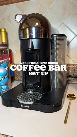 Work from home RN | Setting up a Coffee bar - It’s a work in progress ☕️⏳🤍 . @Nespresso USA @Nespresso  . #wfhnurse #nurse #remotenurse #remotenursingjobs #wfhlife #wfhroutine #travelrn  #lpn #nursingstudent #nursesoftiktok #nurselife #nurseprobs #nursetok #nursesofinstagram #appealsnurse #nespressovertuo #coffeebarideas #capcut #CapCut 