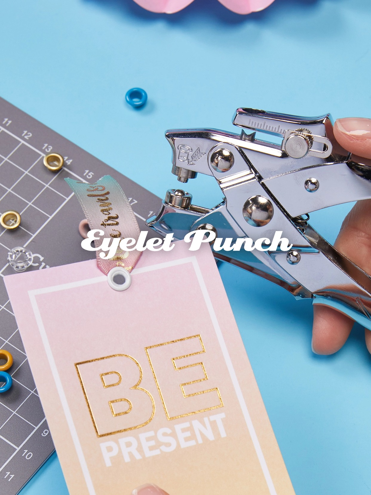Use Eyelet Hole Punch Plier to install EYELETS on Leather, Fabric, Paper and more.  ①Punching a hole on paper  ②Put eyelet on the hole  ③Put